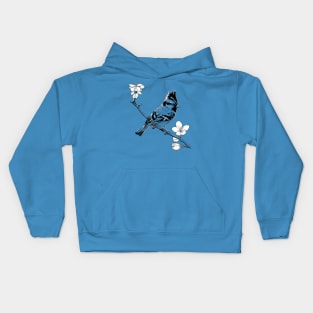 Crested Sparrow on a branch in Japan Kids Hoodie